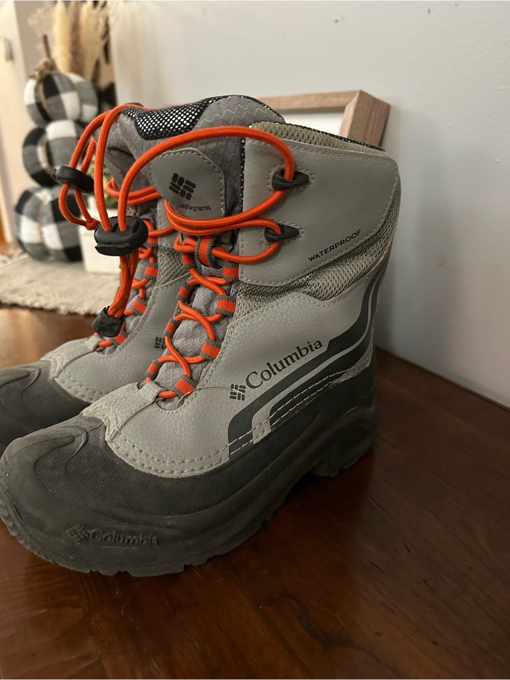 Columbia Kids Gray and Orange Waterproof Snow Boots